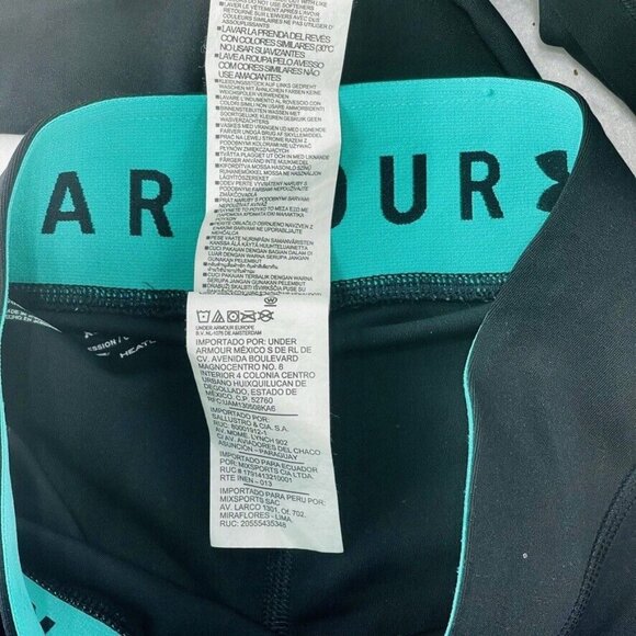 Under Armour Womens HeatGear Compression Leggings XS Black/Teal - Picture 5 of 6